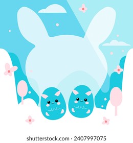 Happy cute sweet wallpaper blue background vector.