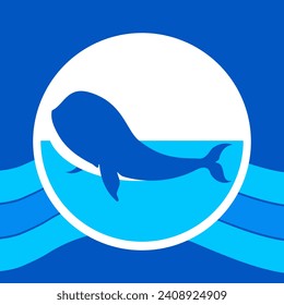 Happy cute sweet whale wallpaper blue background vector.