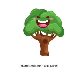 Happy Cute Tropical Tree Character Cartoon Illustration 