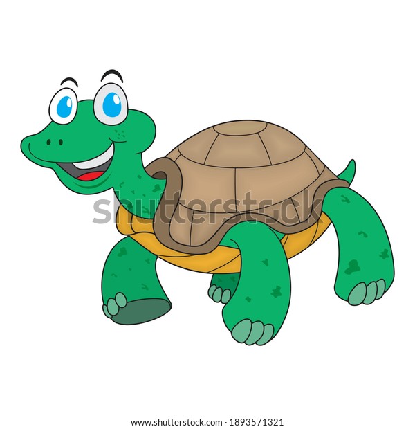 Happy Cute Turtle Vector Illustration Smiling Stock Vector (Royalty ...