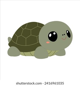 Feliz tortuga linda caminando con sonrisa. Diseño de caricaturas. Ilustración vectorial plana aislada en fondo blanco.