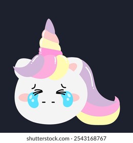 happy cute unicorn face emoticon element stock