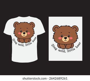 happy cute wild life bear t shirt design vector free for you