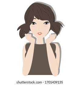 Happy cute woman. Creative idea design. Flat vector illustration for template, brochure or presentation.