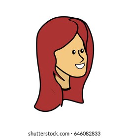 happy cute woman face with red hair