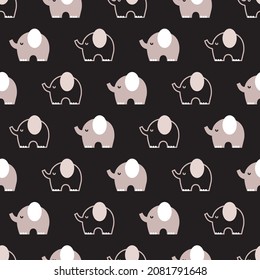 Happy Cute Young Elephant Animal Vector Graphic Seamless Pattern can be use for background and apparel design