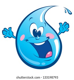  A happy cyan drop waving its hands