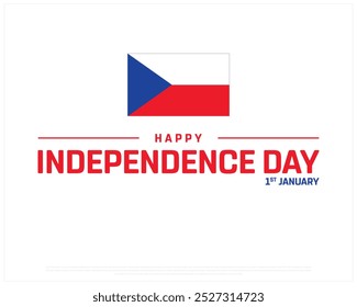 Happy Czech Republic Independence Day Design on a white background, Editable vector design of Independence Day of Czech Republic with flag, Vector illustration of Czech Republic National Day with flag