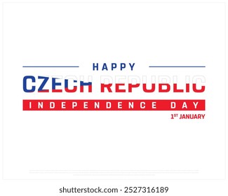 Happy Czech Republic Independence Day Design on a white background, Editable vector design of Independence Day of Czech Republic with flag, Vector illustration of Czech Republic National Day with flag