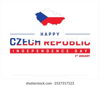 Happy Czech Republic Independence Day Design on a white background, Editable vector design of Independence Day of Czech Republic with flag, Vector illustration of Czech Republic National Day with map