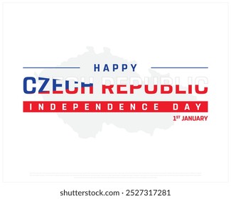 Happy Czech Republic Independence Day Design on a white background, Editable vector design of Independence Day of Czech Republic with flag, Vector illustration of Czech Republic National Day with map