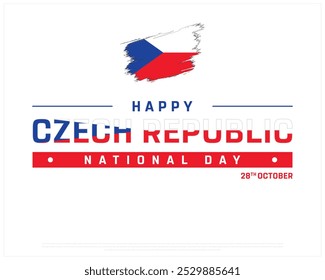 Happy Czech Republic National Day Design on a white background, National Day of Czech Republic with National flag, Typographic Design of Czech Republic National Day with flag, Editable vector Design