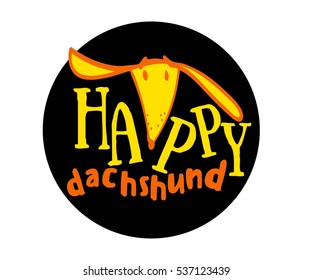 happy dachshund, funny drawings, freehand drawings, dachshund, dog head, dog breed dachshund, logo