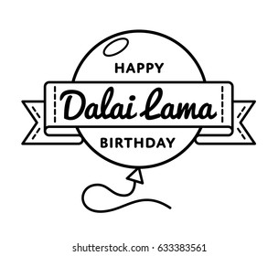 Happy Dalai Lama Birthday emblem isolated vector illustration on white background. 6 july tibetan buddhistic holiday event label, greeting card decoration graphic element