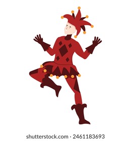 Happy dance joker icon cartoon vector. Cute game acrobat. Trick and treat