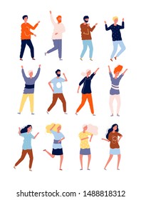 Happy dancers. Party happy people night club crowd dancers stylized characters vector collection