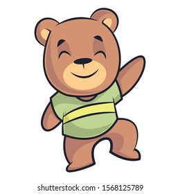 Happy Dancing Bear. Vector Illustration Isolated On White Background