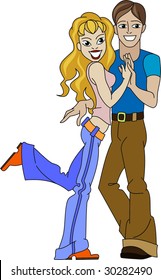 Happy dancing boy and girl