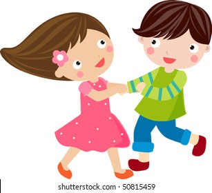 Happy dancing boy and girl