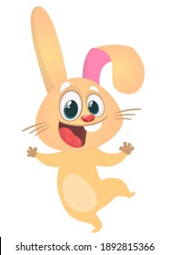 Happy dancing bunny cartoon. Easter vectorrabbit  illustration isolated