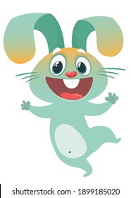Happy dancing bunny cartoon. Easter vector rabbit  illustration isolated