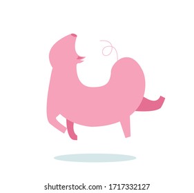 happy dancing cartoon animal isolated on white background 