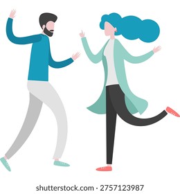 Happy dancing couple parting together vector icon isolated on white background
