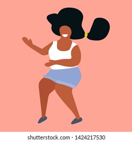 Happy dancing girl. Hand drawn vector illustration. Best for textile, greeting card, t shirt, print, stickers, posters design.