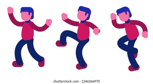 Happy dancing guy vector illustration, Male character dance have a good time, vector illustration. Suitable for animation and stickers