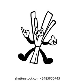 Happy Dancing Leek Strong Cartoon Character Illustration Design 