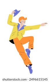 Happy dancing man. Colourful illustrations of modern dance.	