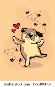 Happy Dancing Paws vector doodle 