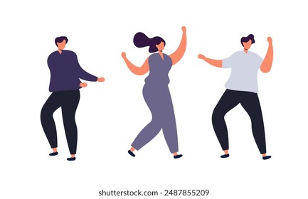 Happy Dancing People. Set of People Dancing at Party, Celebrating Holiday Illustration