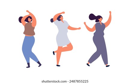 Happy Dancing People. Set of People Dancing at Party, Celebrating Holiday Illustration