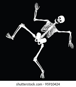 Happy Dancing Skeleton On Black Vector Stock Vector (Royalty Free ...