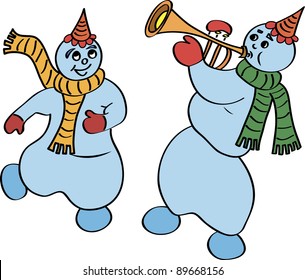 Happy dancing snowmen