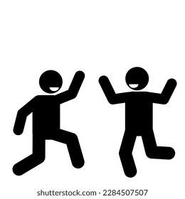 happy and dancing stick figure pictogram illustration