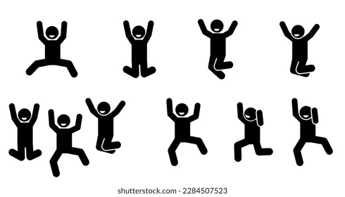 happy and dancing stick figure pictogram illustration