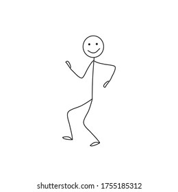 happy dancing stick man isolated on white background