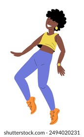 Happy dancing woman. Colourful illustrations of modern dance.