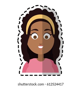 happy dark skin young pretty woman cartoon icon image 