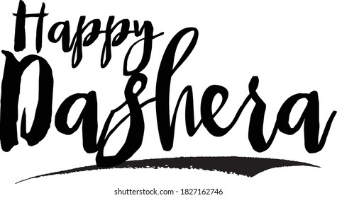 
Happy Dashera Handwritten Font Typography Text Happiness Quote on White Background