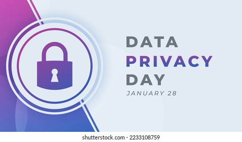 Happy Data Privacy Day Celebration Enero Ilustración de diseño de vectores. Plantilla para fondo, cartel, cartel, publicidad, tarjeta de felicitación o elemento de diseño impreso