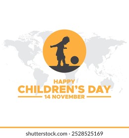 happy Children’s Day, 14 November, greeting card, stock illustration, vector graphic Children’s Day, happy Children’s Day editable template. 