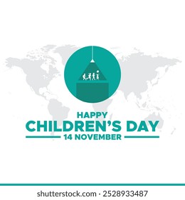 happy Children’s Day, 14 November, greeting card, stock illustration, vector graphic Children’s Day, happy Children’s Day editable template. 