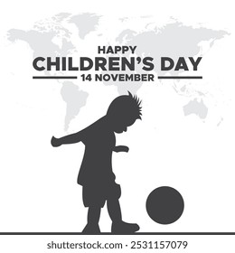 happy Children’s Day, 14 November, greeting card, stock illustration, vector graphic Children’s Day, happy Children’s Day editable template. 