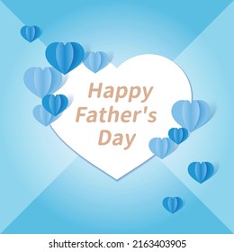 Happy father’s day abstract background with cut paper hearts.