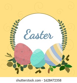 Happy Easter’s day background with colorful eggs.