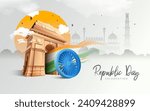 Happy Day Background Design Vector Illustration, Indian Republic Day Celebration Background