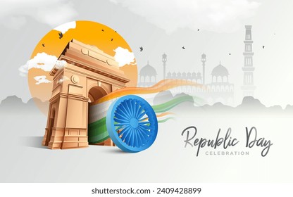 Ilustración del vector del diseño del fondo del día feliz, antecedentes de la celebración del Día de la República India